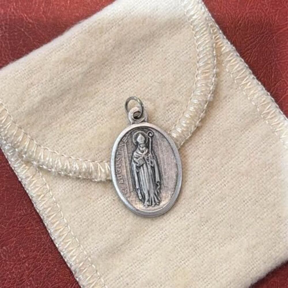 Vintage St Augustine Medal Patron Saint of Theologians Italy Catholic Pendant